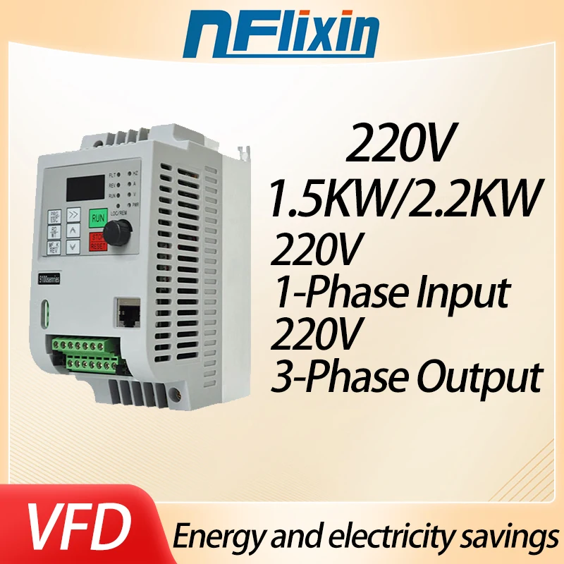 Onduleur de contrôle de vitesse du moteur, convertisseur mort, 1phase, entrée 220V, sortie 220V, 3 phases, 1.5 KW, 2.2 KW, 4/5 KW, 5/7 KW