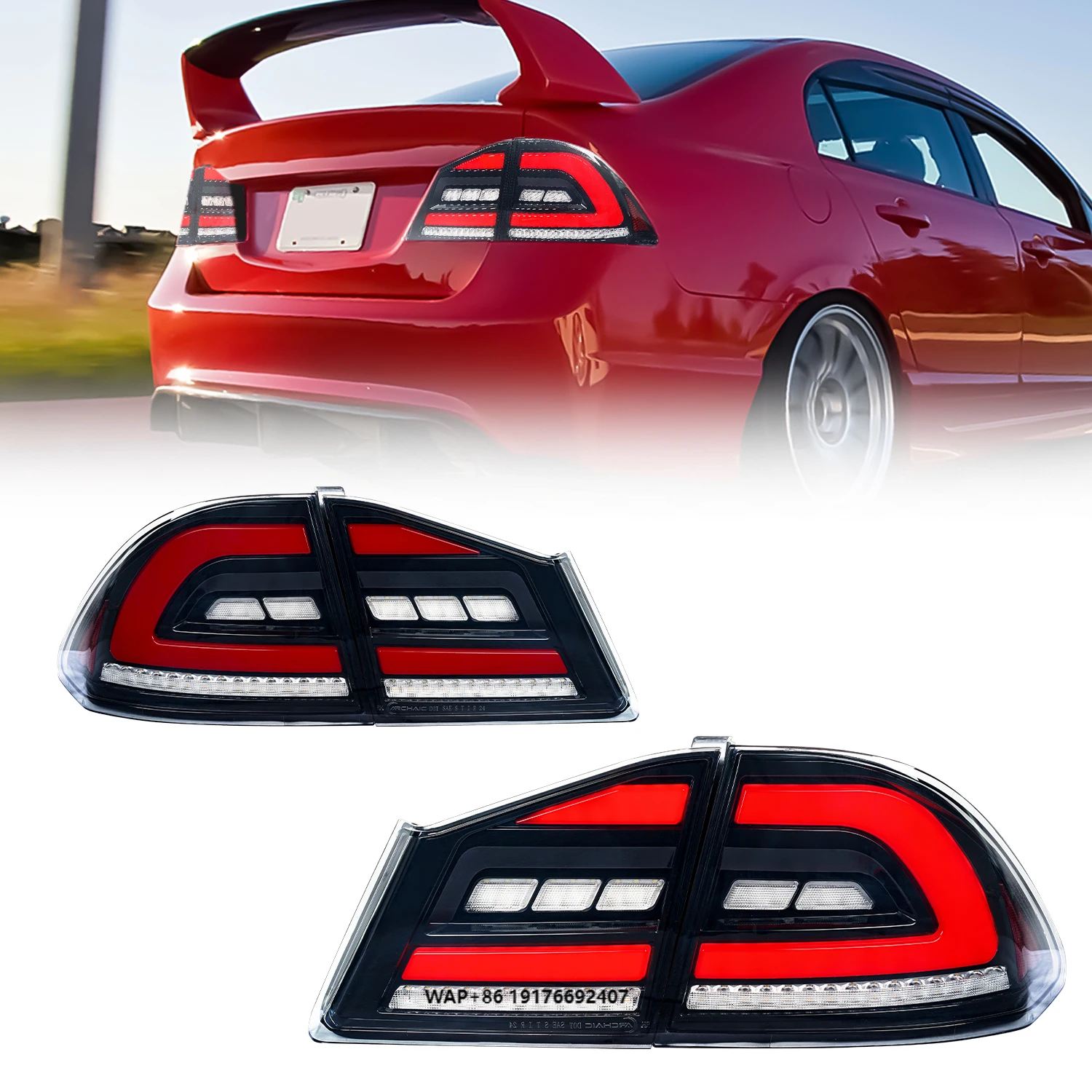 

Archaic New Full LED IP67 Waterproof Plug and Play Taillight for 8th Gen for for FD1 FD2 FD3 Type-R 2006-2011