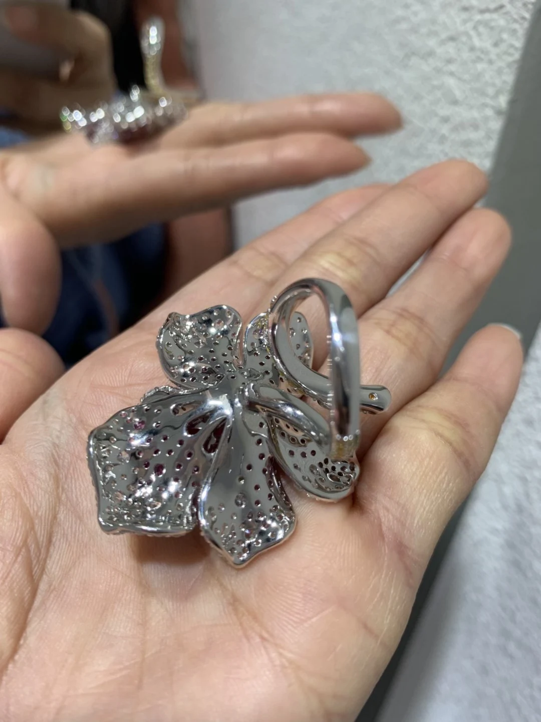 cute romantic flower ring 925 sterling silver with cubic zircon cocktail ring adjustable size  fine jewelry for party wedding