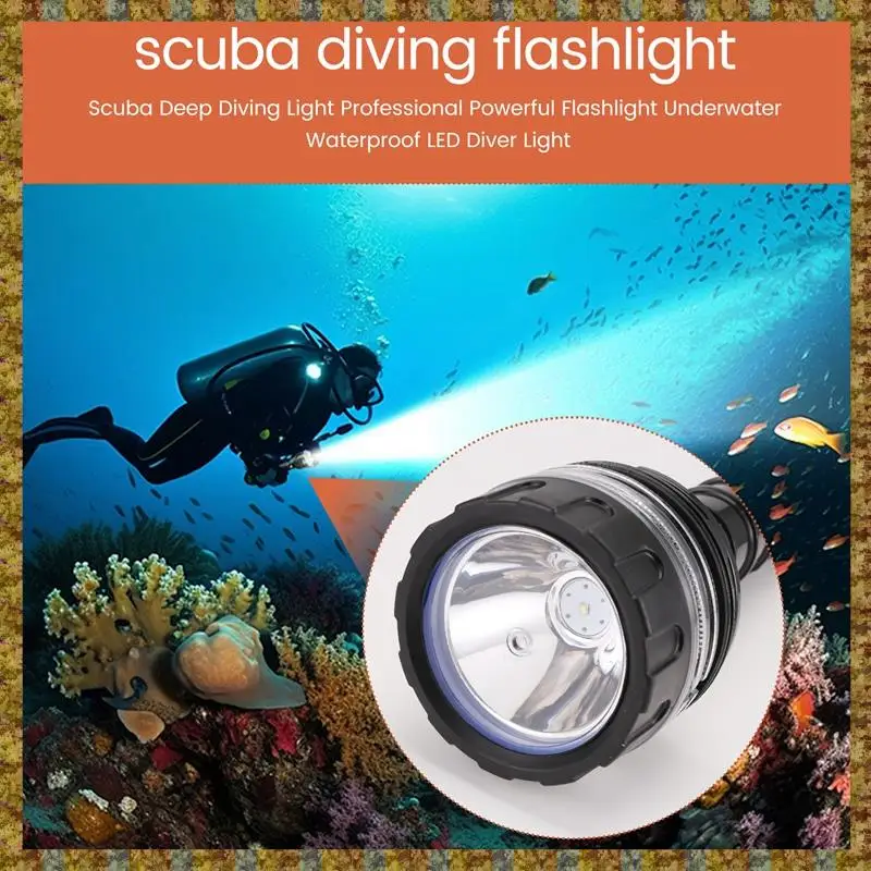 F-F Scuba Deep Diving Light Профессиональный мощный фонарик Подводный водонепроницаемый светодиодный фонарь для дайвера