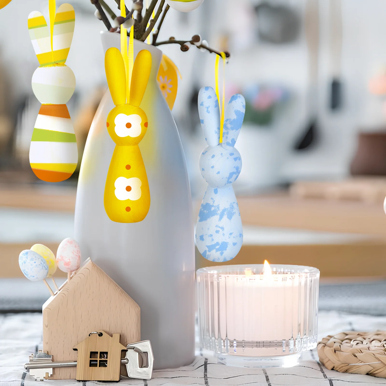 

5Pcs Raw Wood Rabbit Shape Decor Unfinished Mini Wooden Craft DIY Supplies Desk Table Decorations for Kids Painting and DIY