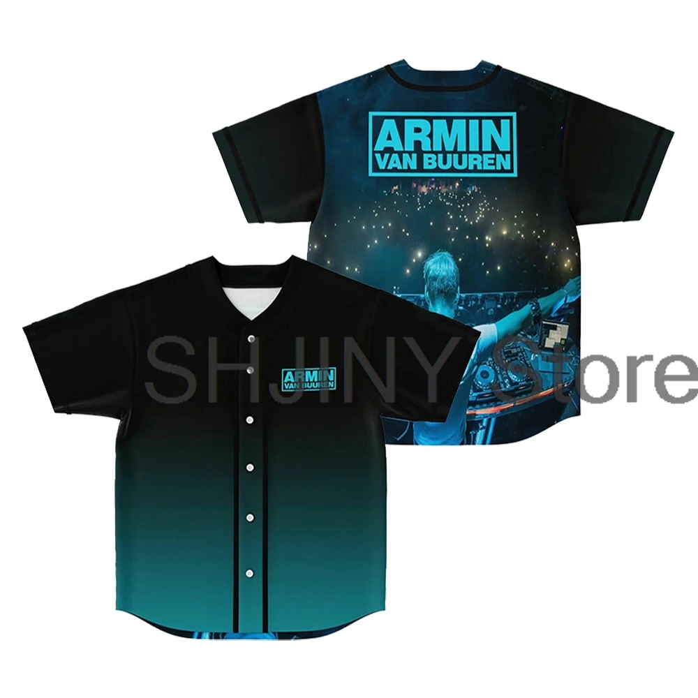 Armin Van Buuren Jersey Baseball Jacket Shirts V-Neck Short Sleeve Button-up Tee Women Men Streetwear Hip Hop Clothes