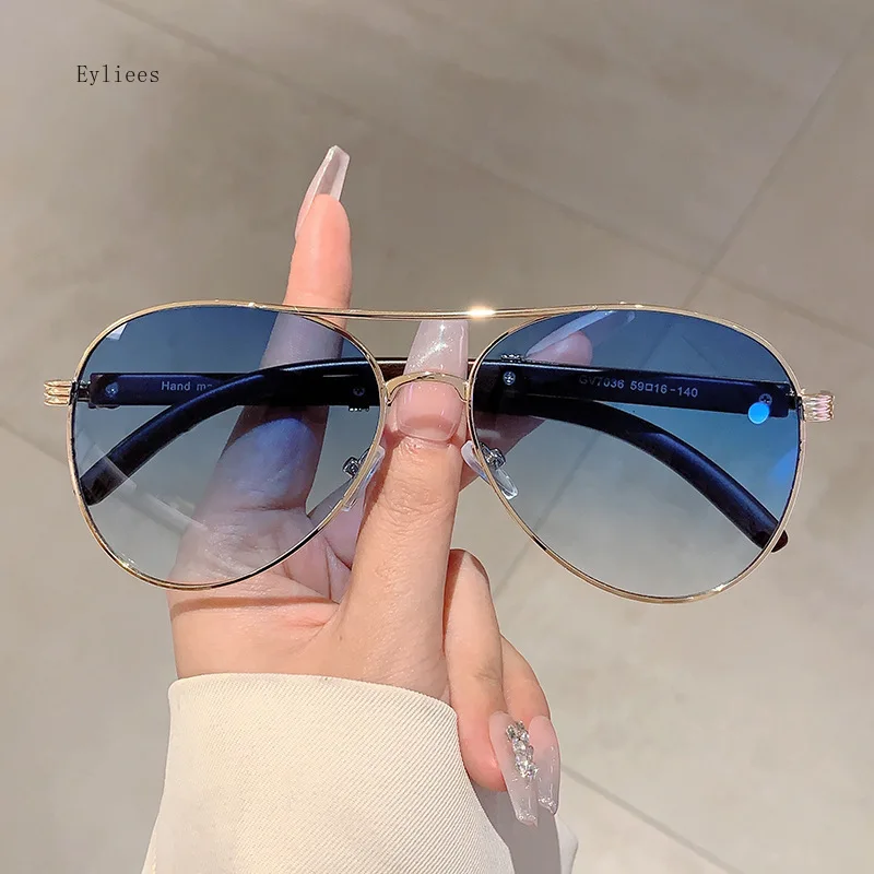 

Classic Pilot Sunglasses Women For Men Male 2024 Vintage Sun Glasses Luxury Brand Designer Punk Popular Metal Driving Shades