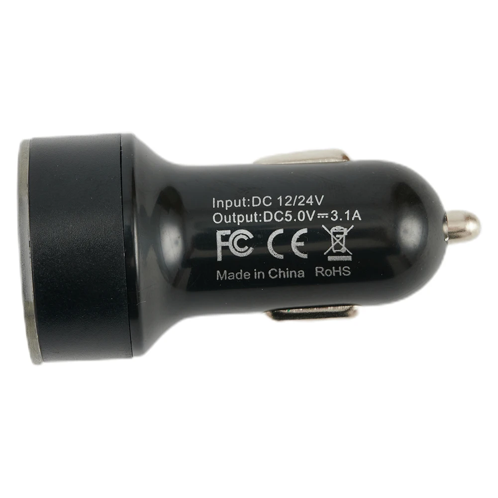 Adaptor Car Charger Socket Splitter Voltmeter 1PCS 3.1A Aluminum Alloy Rim Black Simultaneously Monitor DC12V-24V Digital Dual