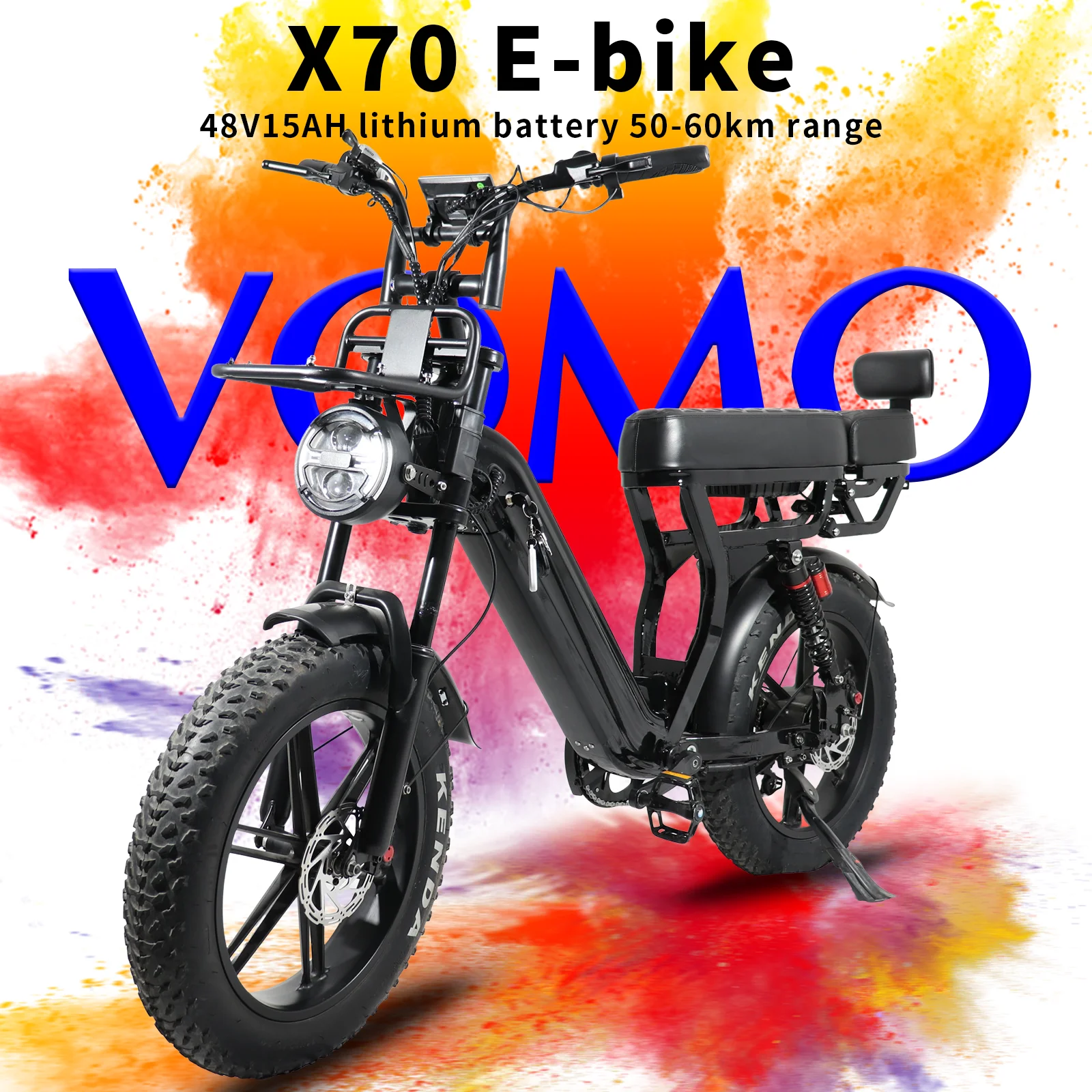EBike X70 (versione aggiornata V20): e-bike da adulto per uso fuoristrada, con pneumatici larghi: dotata di motore da 250 W, batteria da 48 V e 15 Ah, cambio a 7 velocità, freni a disco idraulici e