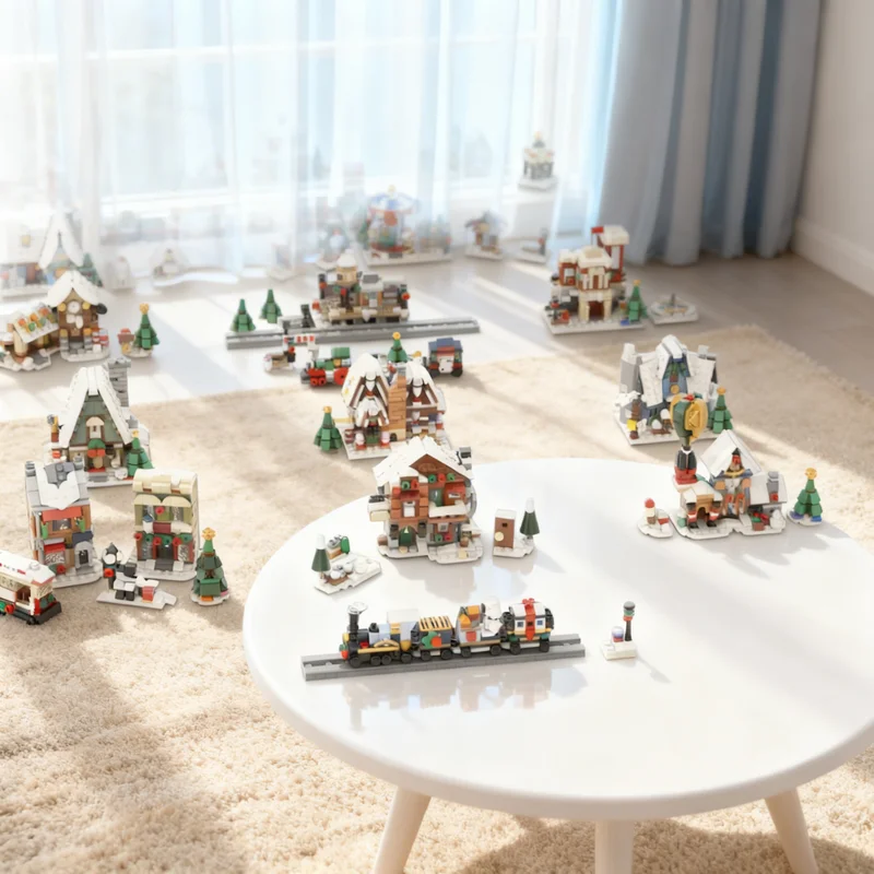 

Конструктор MOC «Зимняя деревня» (5427 деталей), сезонная рождественская модель, архитектурная игрушка, рождественский подарок для детей
