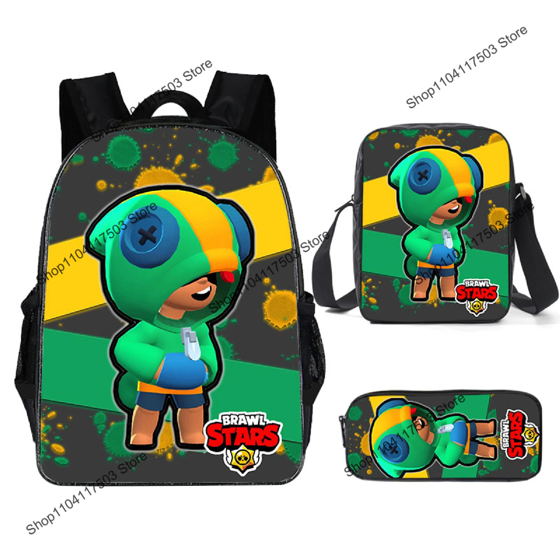 Ensemble de sacs à dos pour enfants avec motif de jeu Brawl Stars, comprenant des sacs bandoulière et une trousse à crayons, sacs d'école unisexes pour enfants