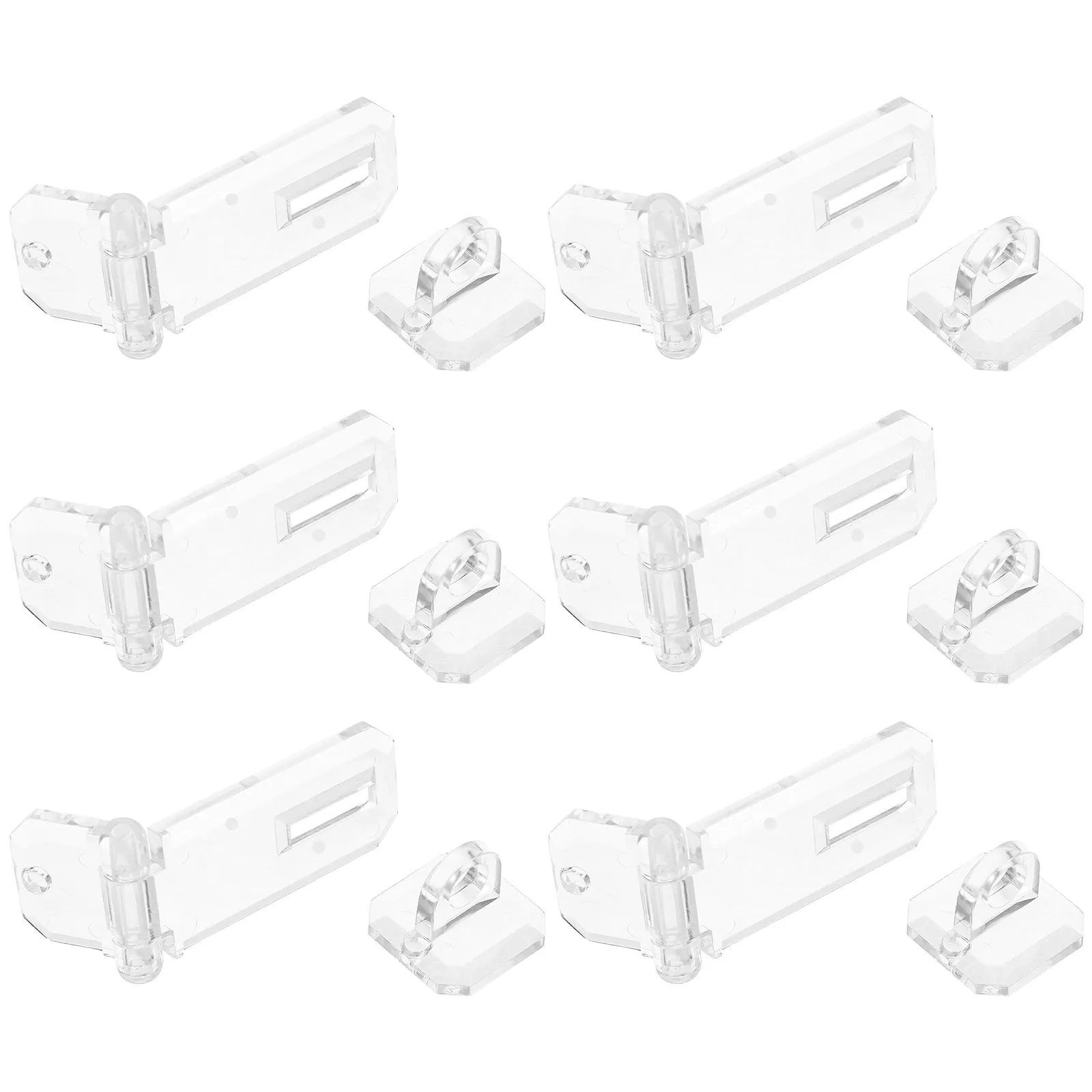 6Pcs Transparent Acrylic Cabinet Latch Hinge Lock Snap Door Buckle for Small Display Box Retail Exhibition Secure Storage