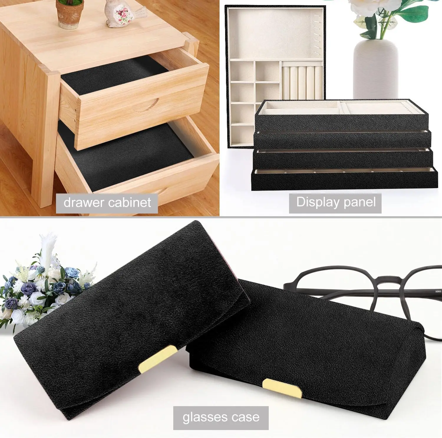 12 قطعة من بطانة اللؤلؤ ذاتية اللصق باللون الأسود لأدراج المجوهرات/الفنون والحرف اليدوية/مشاريع DIY، مقاس A4 (8.3 بوصة × 11.8 بوصة) #4