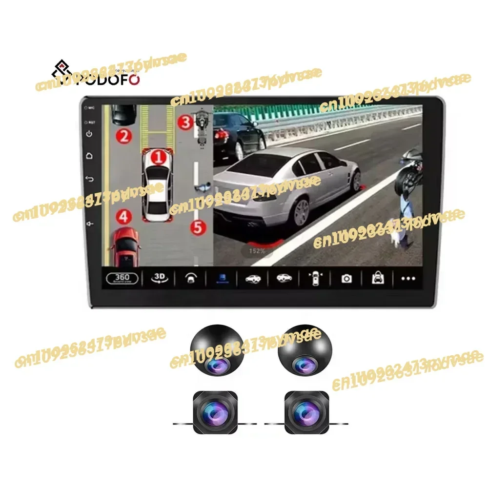 NEW Podofo 360 Panoramic Camera AHD 720P Full Color Image Bird View Left Right Front Rear Cameras For Car Radio Auto Electronics