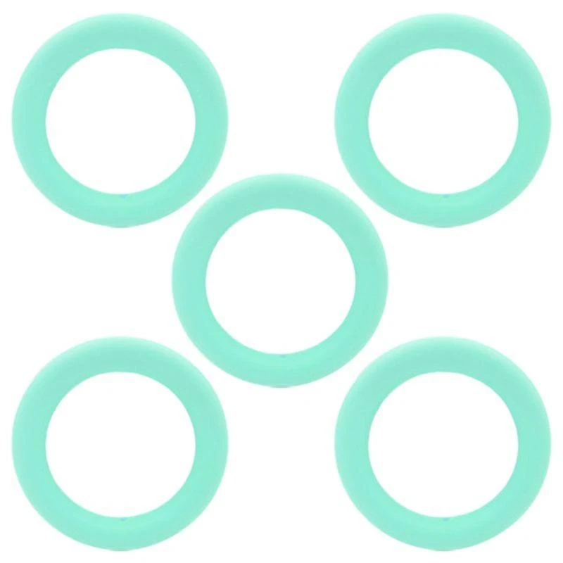 090B 5Pcs/Pack 65mm Silicone Teether Ring Beads DIY Baby Chewable Nursing Teething Shower Gift