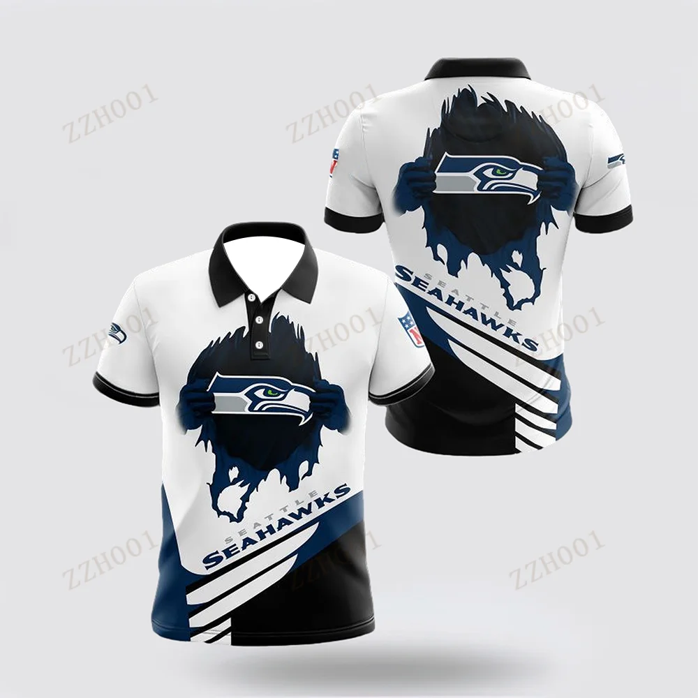 Seahawks Polo Shirt Gift For Fans American Seattle Men's Football Fans T-shirt Fashion Popular Logo3D Printed T-shirt