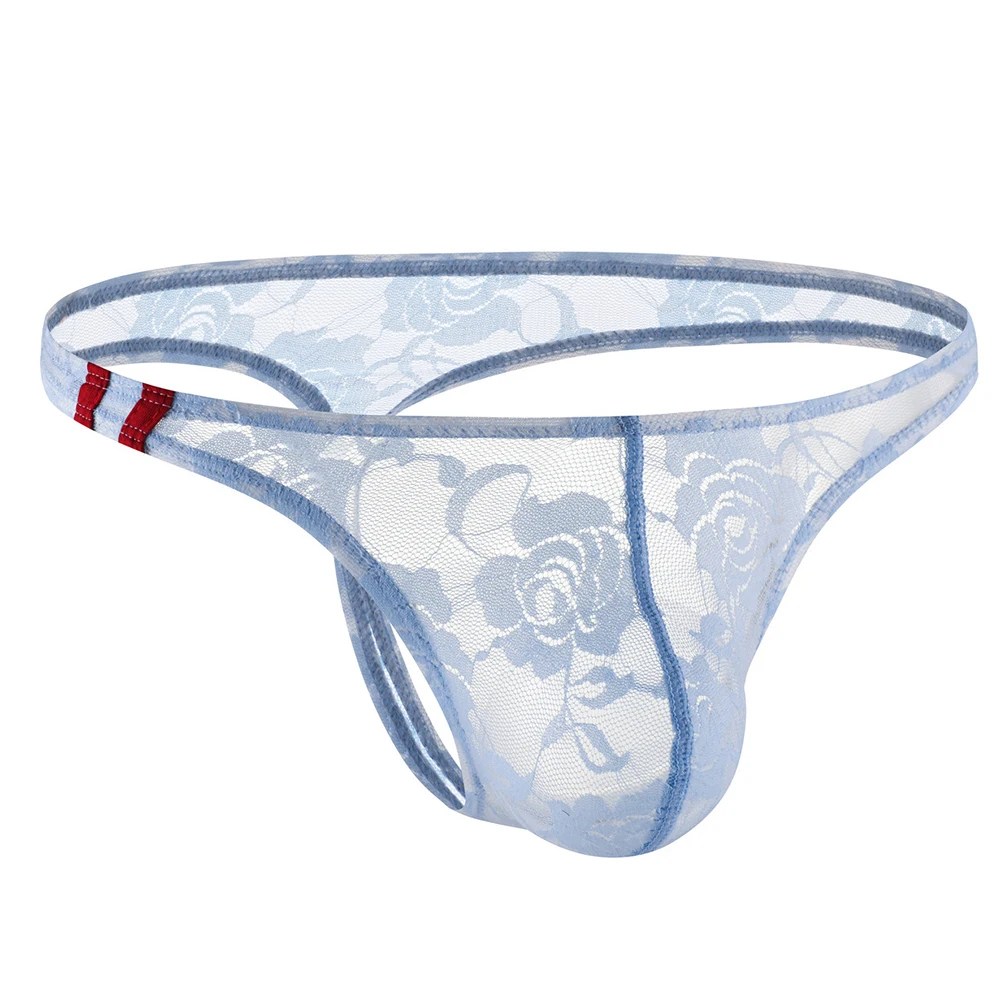 

Sexy Sheer Mens Floral Pattern Lace Underwear T-back Briefs Breathable U Pouch Thong Intimates Lingeire G-string