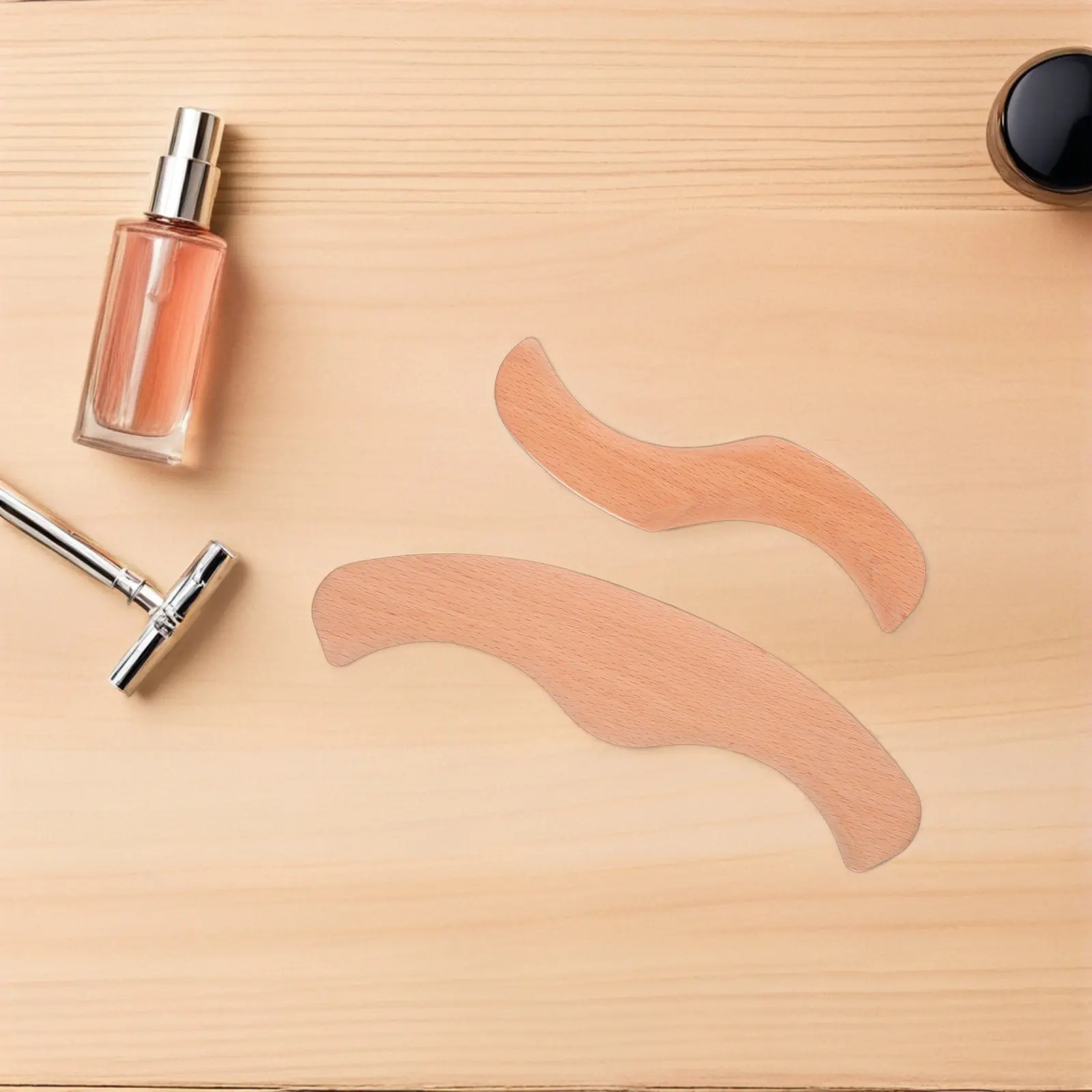 1Set Beech Wood Gua Sha Massage Stick Smooth Noburr Surface for Safe Body Scraping Leg Arm Back Sculpting Therapy Muscle
