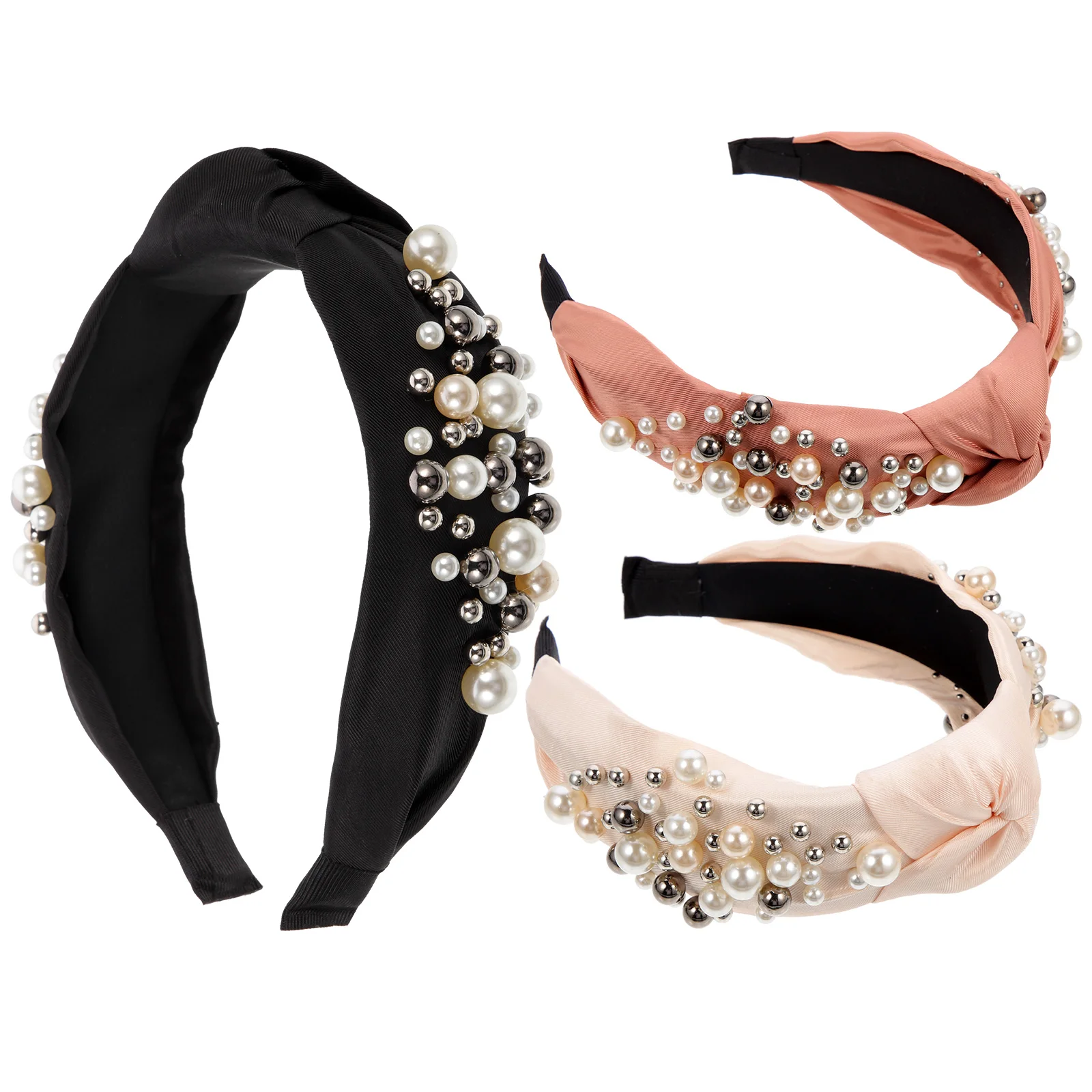 

3pcs Pearl Knotted Headb Elegant Hair Accessories Women Adult Hairb s Hoops Party Decoration Wide Chic Pearls