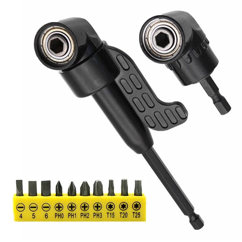 

3Pcs 105 Degree Angle Screwdriver Socket Holder Adapter 1/4 Hex Magnetic Bit Right Angle Drill Attachment Batch Head Hand Tools