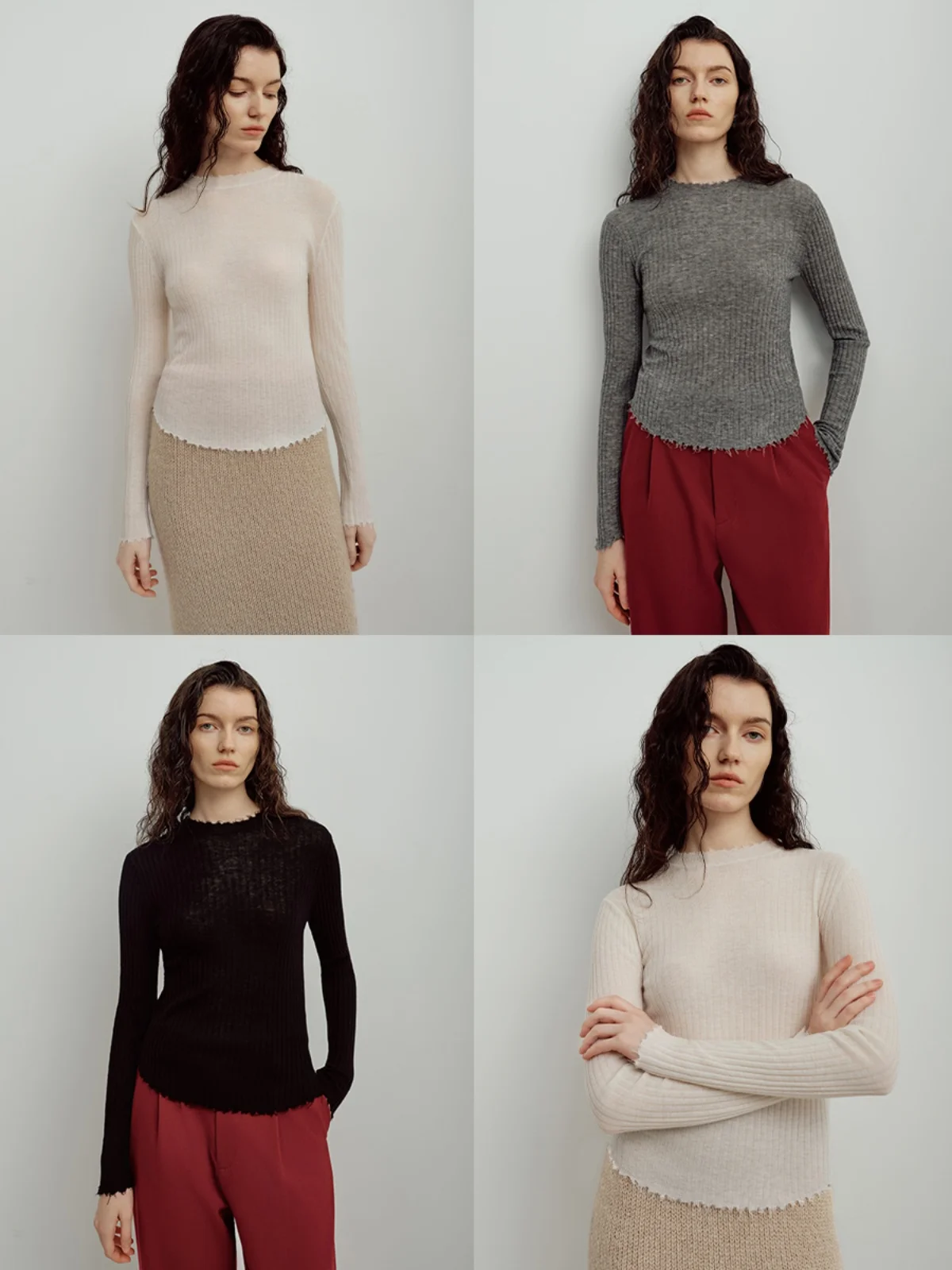 

Deebydwang ультратонкий шерстяной круглый Ne Base irt с потертостями, облегающий вязаный свитер, женский цвет для поездок на работу