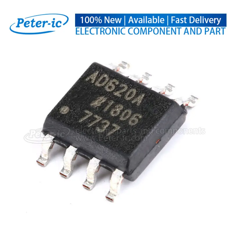 AD620ARZ-REEL7 AD620A AD620AR AD620ARZ SOIC-8 500pA 30uV 1MHz Single Instrumentation Amplifiers Available Peter-ic(1pcs)