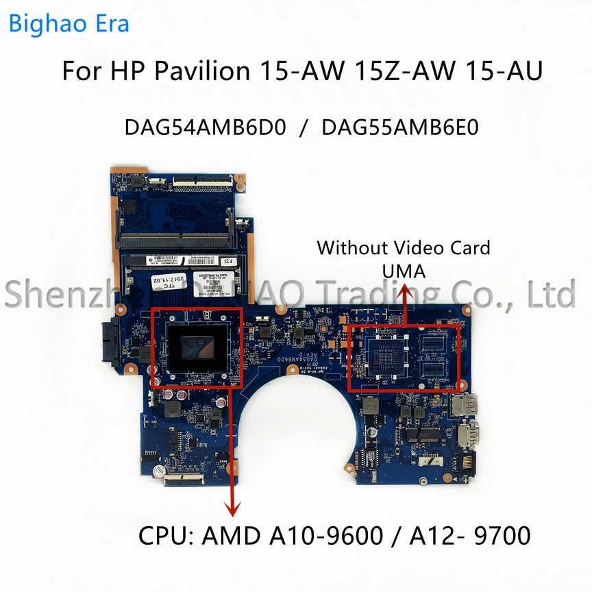 DAG54AMB6D0 para portátil HP 15-AW 15-AU 15Z-AW, placa base con A12 A10-9600 CPU 2GB /4GB tarjeta de vídeo SPS:856272-601 856269-601