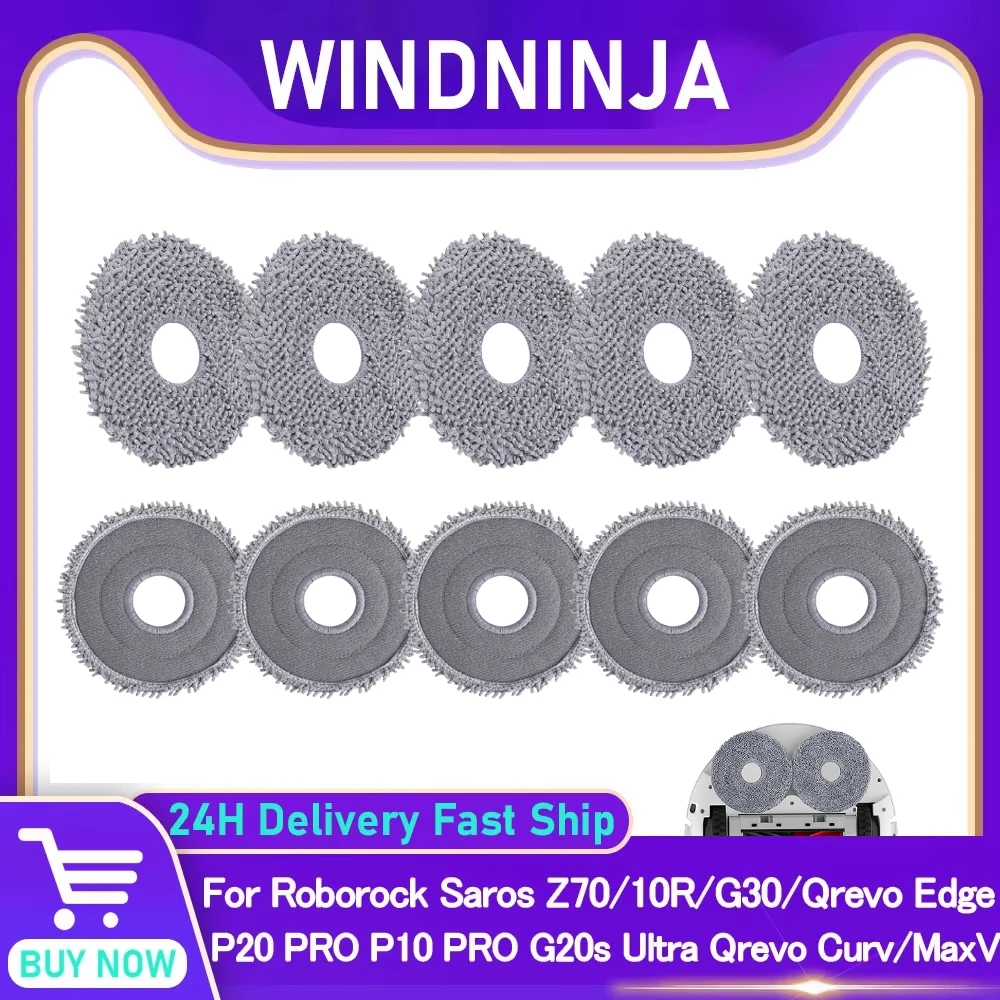 Mop Cloths For Roborock G30 Space/Qrevo Master/Qrevo Slim/P10 PRO/G20s Ultra/Saros 10R/Qrevo Curv/Qrevo MaxV/QV 35A Vacuum Parts
