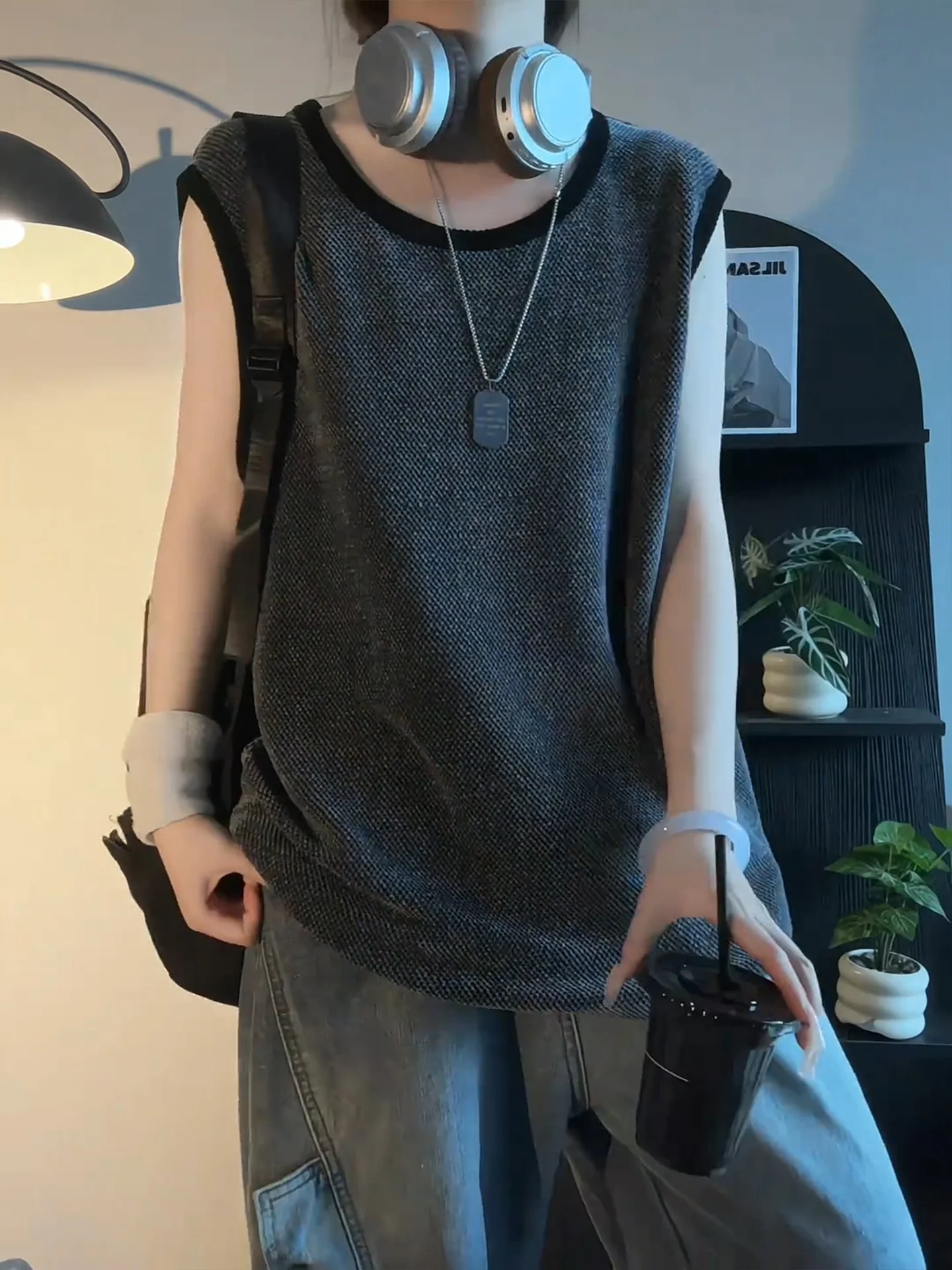 Gray Dragon Scale Texture Men's Tank Top Summer American Color Block Sleeveless T-Shirt High End Feeling Cool Shoulder Sweats...