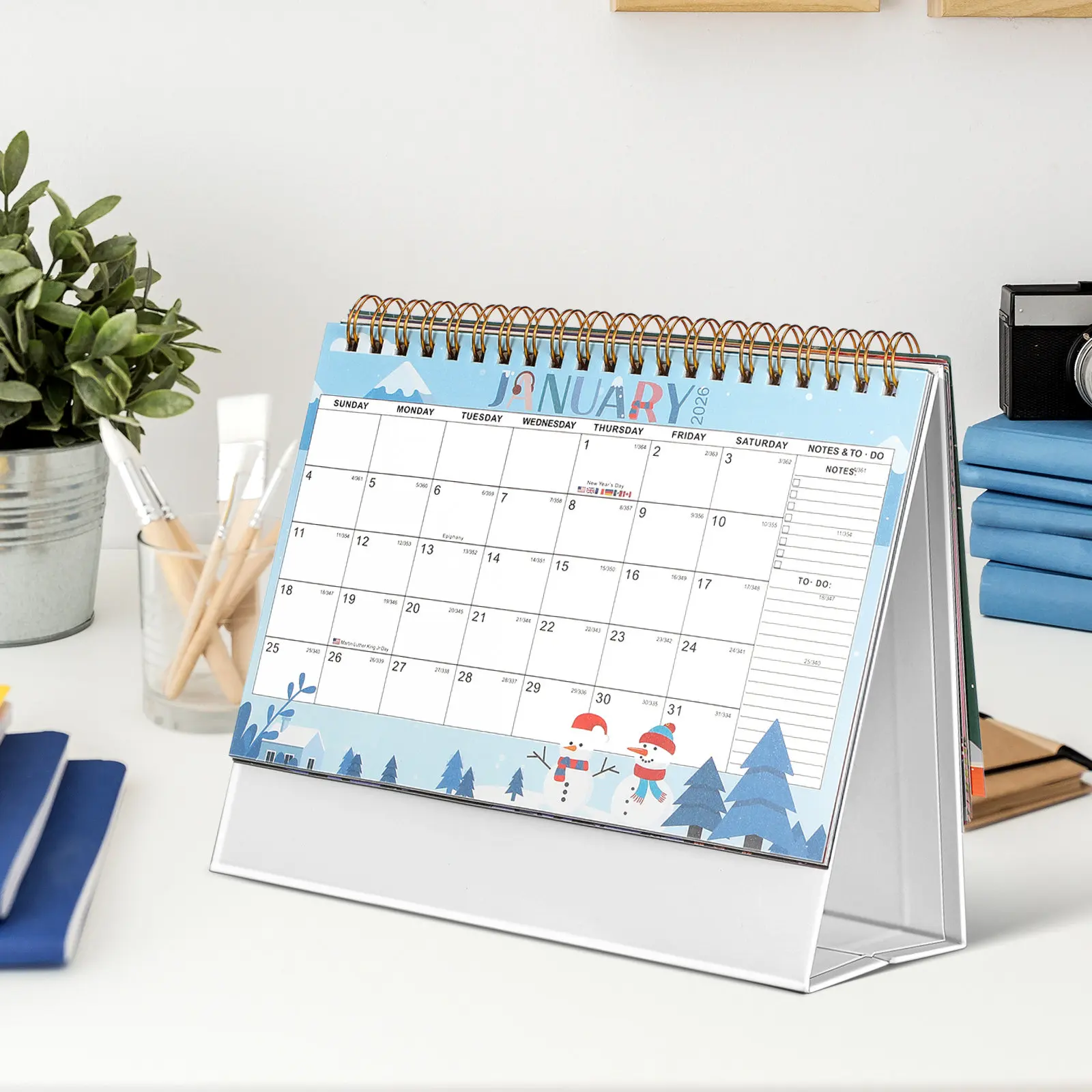 

Mini Desk Calendar 2026 Pink Minimalist Style Standing Flip Monthly Planner Small Desktop Organizer Standing Calendar