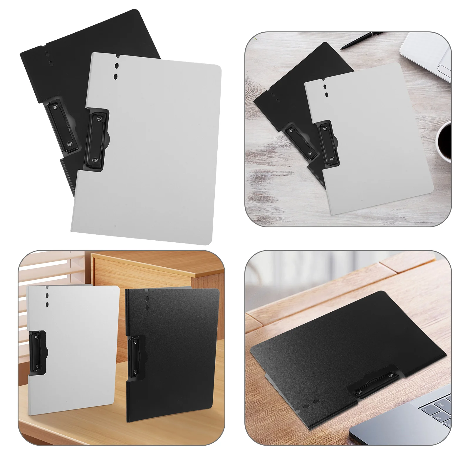 2PCS A4 File Folder with Metal Side Clip - Waterproof & Dustproof PP Foam Document Holder, Strong Clamp Multi-Purpose Organizer