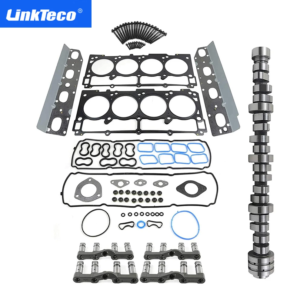 Full Gasket Set MDS Lifters Kit Head Bolts + Camshaft For 2011-2016 Dodge Ram 1500 2500 3500 5.7L Hemi Crew Cab 53021720AB