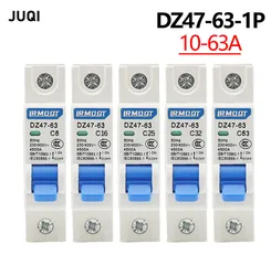 DZ47-63 1P AC Mini Circuit Breaker 6-63A Household AC400V 50Hz Din Rail Mounting Cutout Miniature Household Air Switch MCB