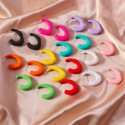 Aihua New Multicolour Circle Acrylic Hoop Earrings Korean Neon Matte C-Shaped Geometric Earring Statement Jewelry for Women