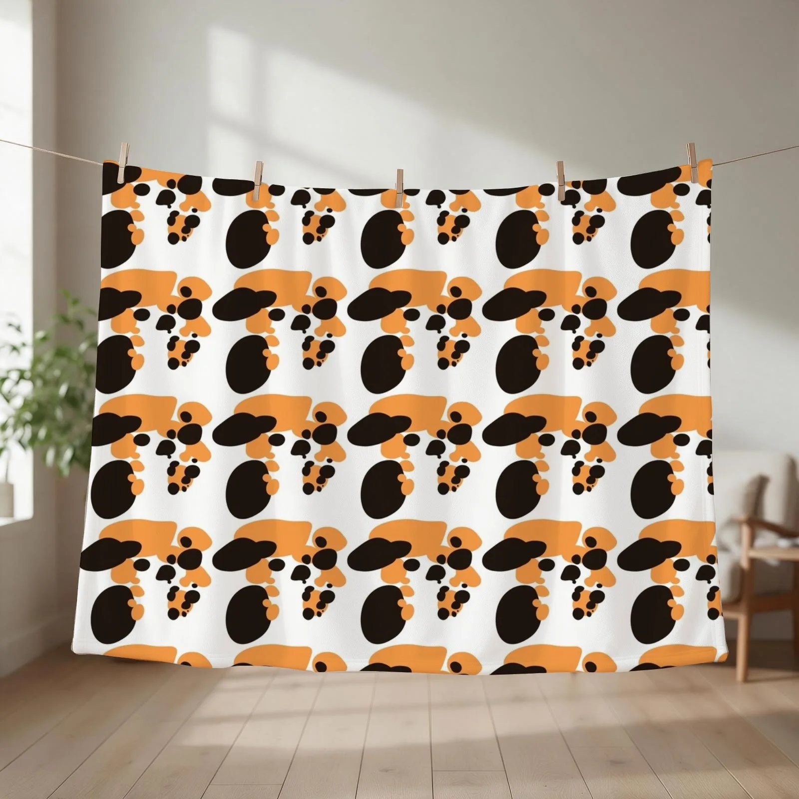 Stylized Calico Pattern Throw Blanket couch cozy soft plush fuzzy picnic outdoor blanket
