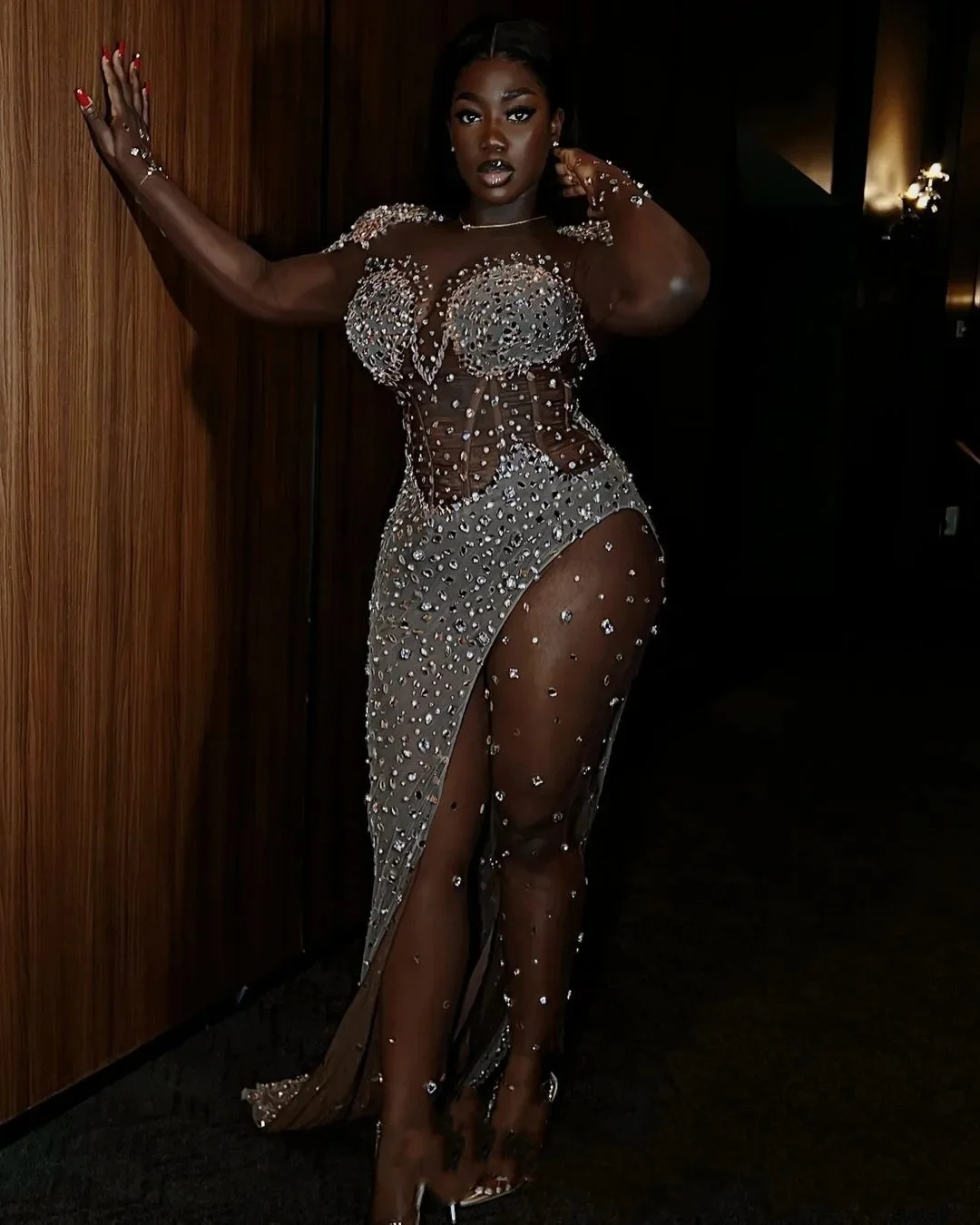 

Aso Ebi Ivory Illusion Русалка Комбинезоны для выпускного вечера Платья со стразами Вечерние вечерние платья для второго приема на день рождения Платье для