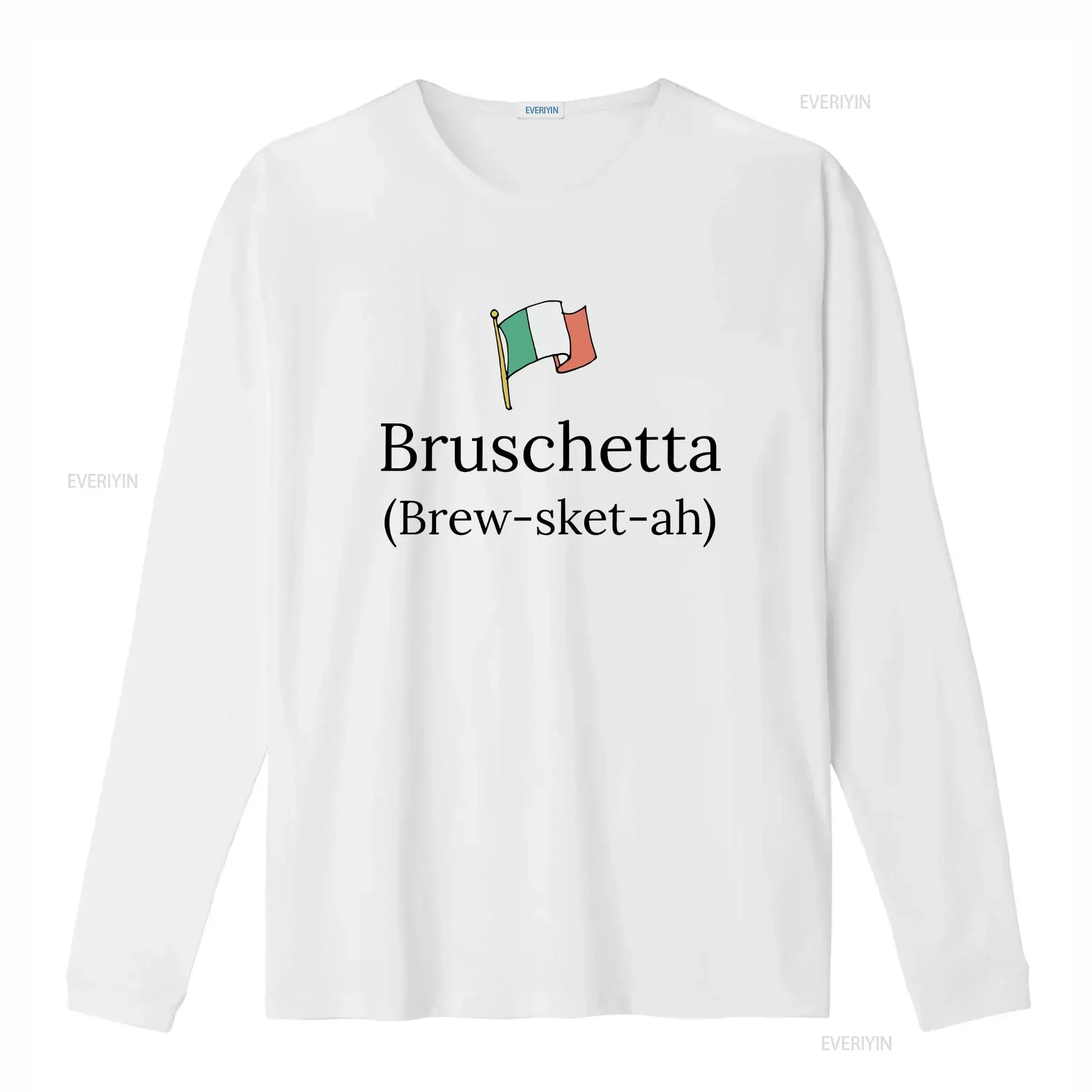 Bruschetta Italian word food t shirt gift Italy kitchen vintage Washed streetwear graphic Stretched Top For Everyday Wear