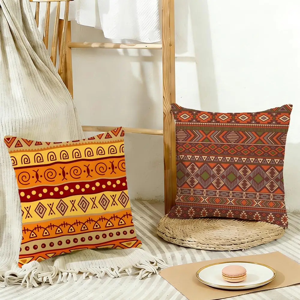Rustic Ornate Art I-Indian Tribal Pattern Cushion Cover Cozy Pillowcase Holiday House Interior Sofa Bedroom Accessories