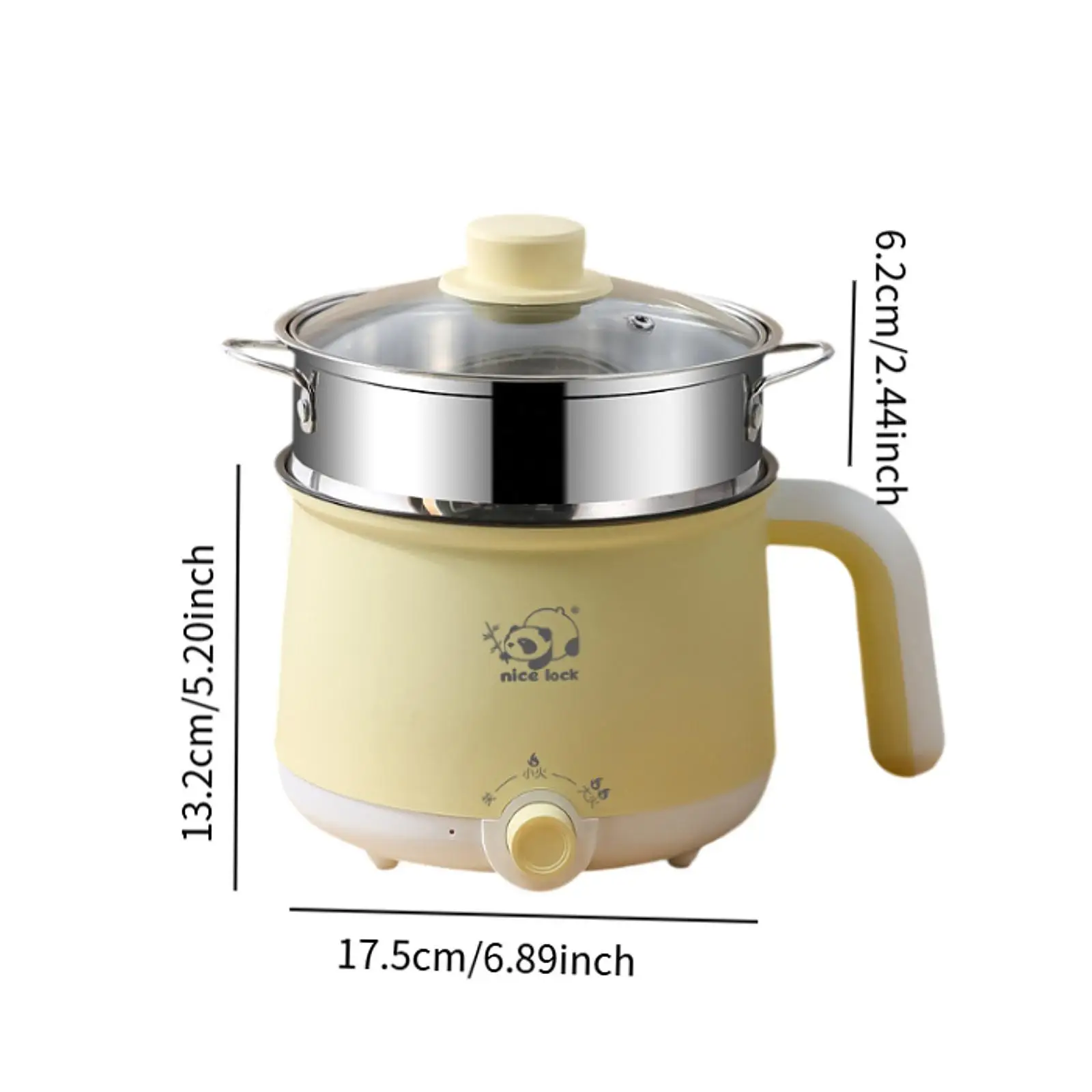 Multi Functional Mini Cooker Pot 2 Gear with Handle Stainless Steel Raman Cooker Noodles Cooker for Dumpling Fry Pasta Soup Eggs