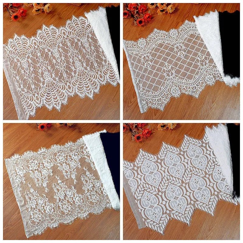 3m Thickened Lace Trim Fabric for Wedding Dresses Skirts Clothing Tablecloths Curtains in Black and White Soft and Comfortable