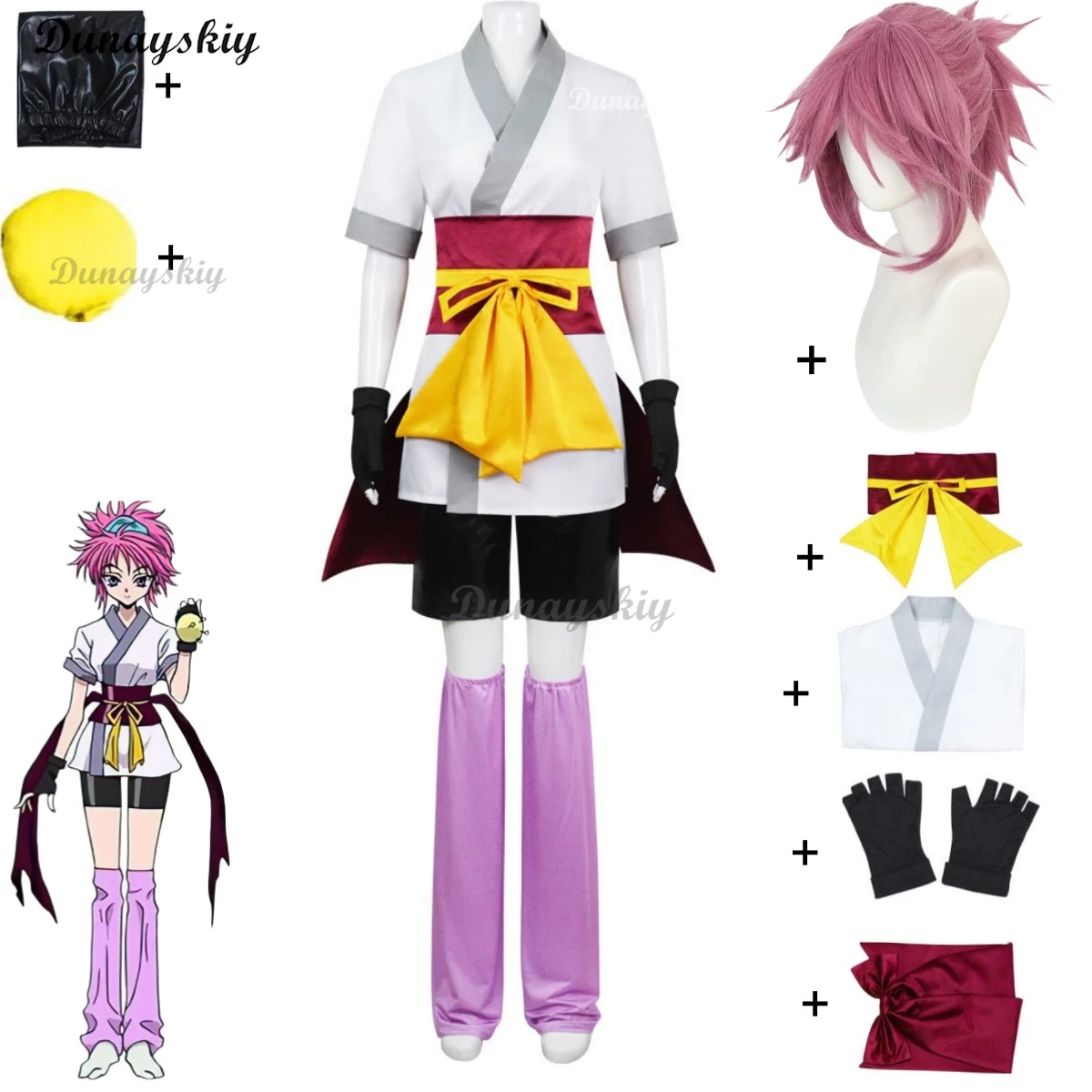 Anime Hunter×Hunter Machi Cosplay Costume Phantom Troupe Japanese Kimono Uniform Wig Sexy Woman Halloween Carnival Role Play Set