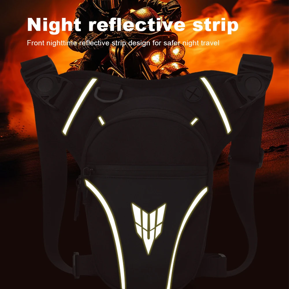 

Men Rider Bum Drop Thigh Bag Multifunctional Motorcycle Hip Waist Bag Multipocket with Reflective Stripe Outdoor Sports Ride Bag