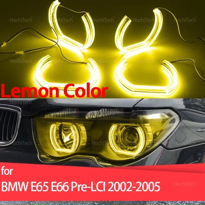 

Дневный свет DRL Angel Eyes LED CSL Style для BMW 7 серии E65 E66 Pre-LCI Лимонно-желтый комплект колец для фар 745i 745Li 760Li 760i