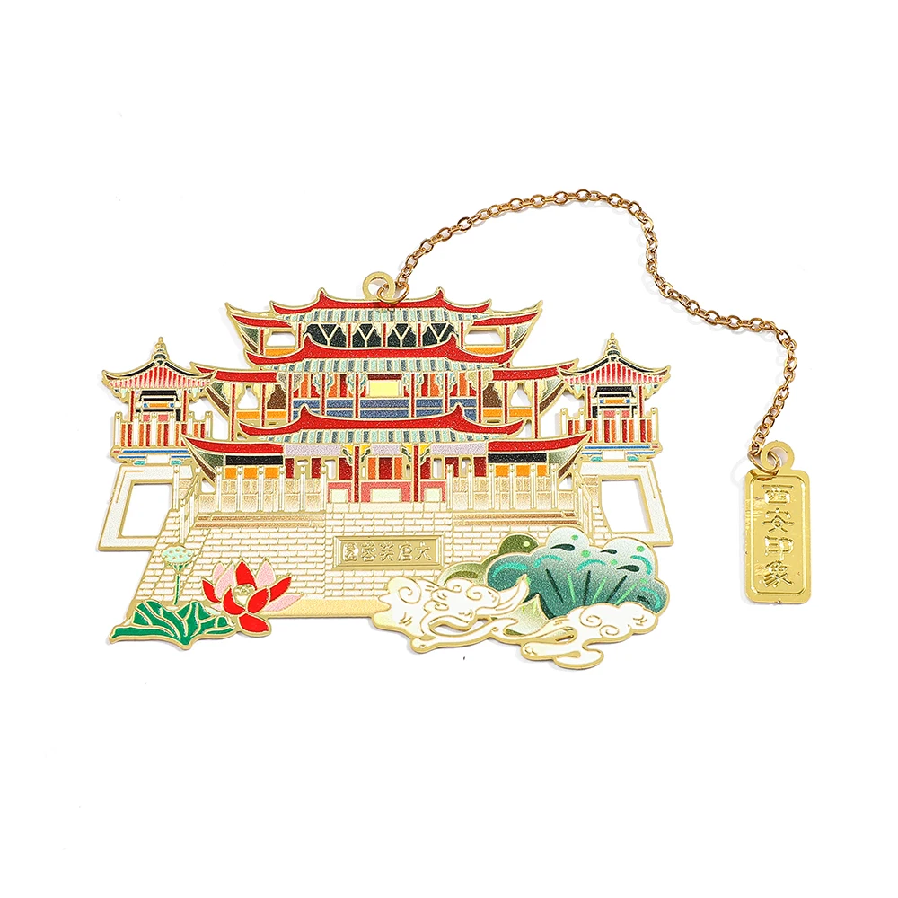 Chinese tourist attractions stainless steel pendant bookmarks, reading page annotations bookmarks, students using classic text
