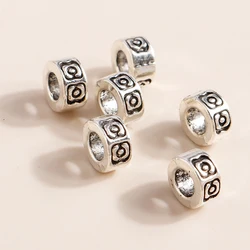 Leslie 50pcs Tibetan Silver Color Carved Small Round Spacer Beads For DIY Bracelet Necklace Jewelry Making Accessories