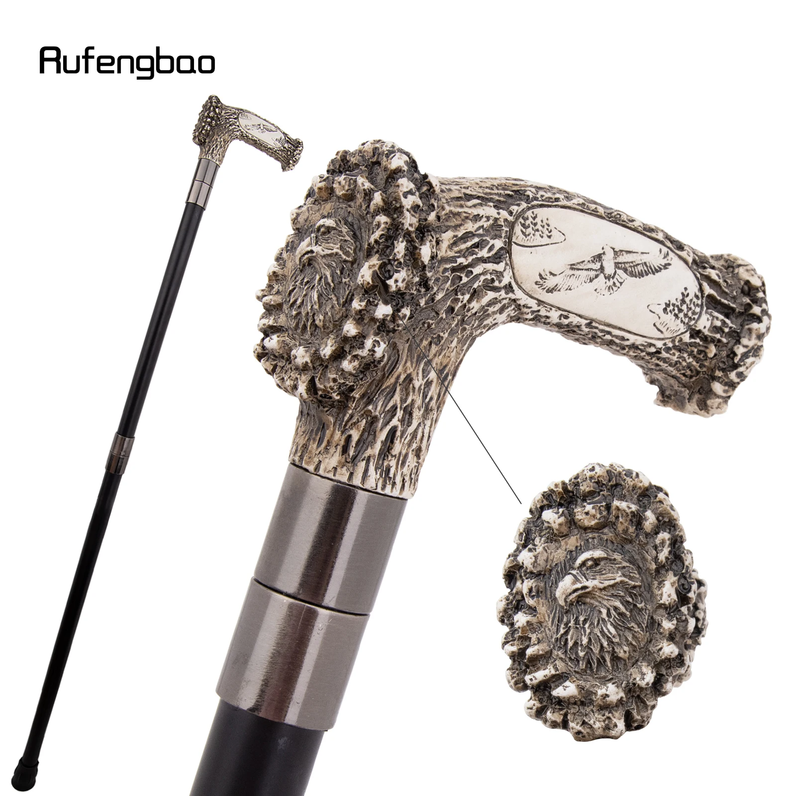 

Silver Resin Eagle Tree Root Head Walking Cane Fashion Decorative Steel Stick Gentleman Elegant Cosplay Cane Knob Crosier 94cm