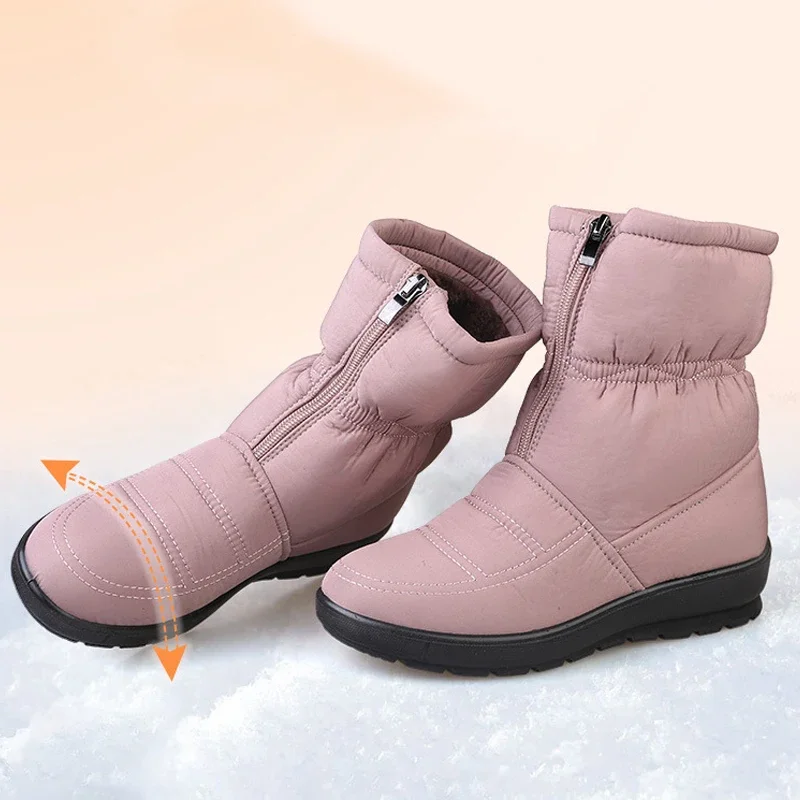 Colorful New Fashion Winter Shoes Women Snow Boots Flat Non-slip Waterproof Women Ankle Boots Warm Plush Big Size 41 DX222