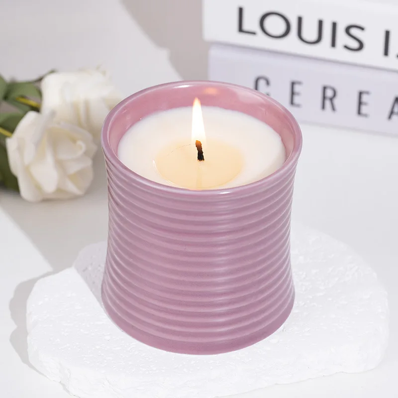 Flameless Candle Ceramic Cup Smokeless Soy Candles Home Decoration Scented Candles