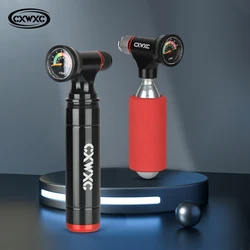 CXWXC Mini Bicycle CO2 Pump Portable Tire Inflator For Schrader Presta Adapter MTB Road Bike Aluminum Alloy CO2 Cartridge Pump