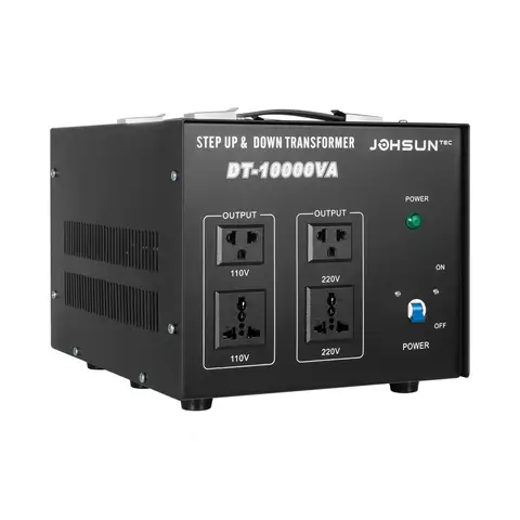 DT-10000VA 10KVA Voltage Converter Transformer – 110V/220V Step-Up & Down Voltage Regulator with 4 Outlets, 8kW Power