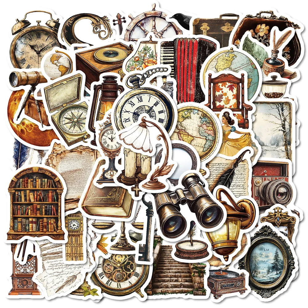 

10/30/50pcs Retro European Art Graffiti Stickers Vintage Ins Style Cartoon Sticker Scrapbooking Notebook Bike Phone Decals Pack