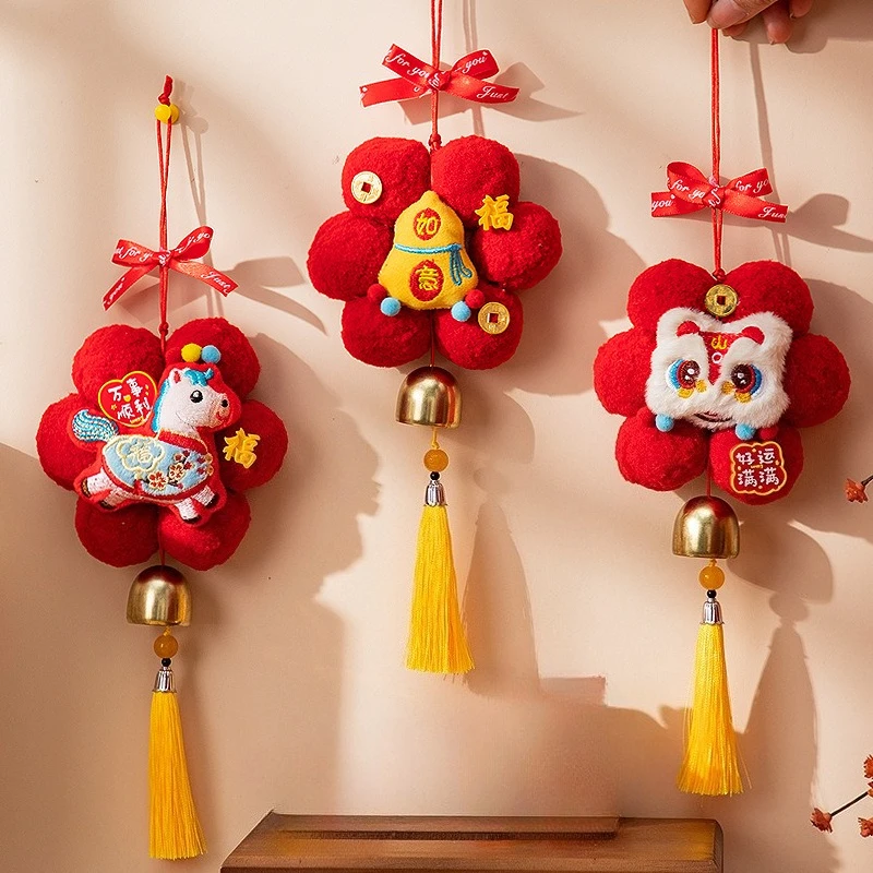 

1 шт. Декоративные подвески к Празднику Весны, Год Лошади, плюшевые подвесные украшения для гостиной, входной двери, новогодний декор