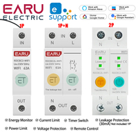 1P+N 2P Din Rail WiFi Smart Energy Meter Power Consumption kWh Leakage Circuit Breaker Timer Switch Relay Voltmeter for eWeLink