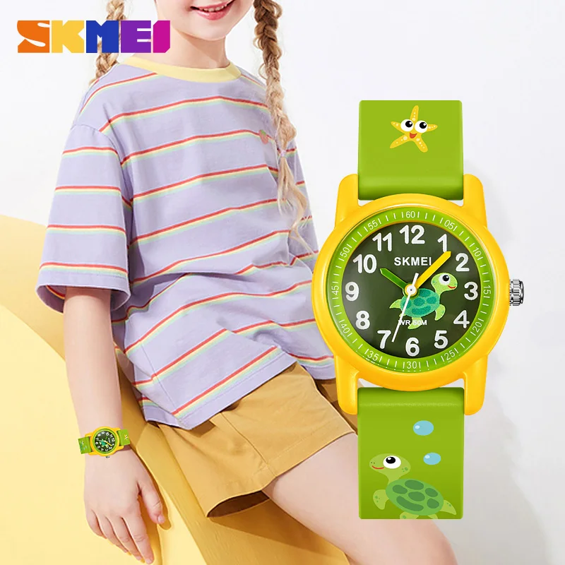 SKMEI Sport Children Watch Soft Strap Cartoon Dial Quartz Wristwatch Kids Watches Waterproof Time Casual Bracelet for Gift